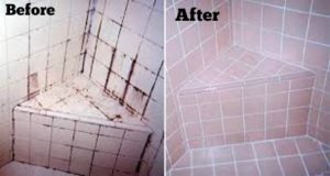 easy way to clean grout on floors, showers, bathroom and kitchen tiles